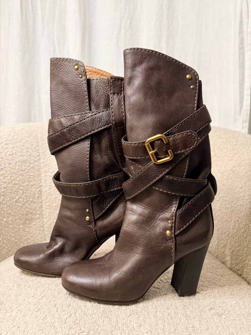 Chloé viral Y2K Dark Brown Leather Paddington Block Heel Boots - US 6 (37) - Picture 3 of 7